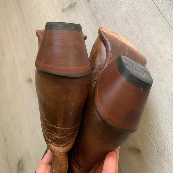 Justin Womens Distressed 10B Leather Western Cowboy Boots Snip Toe Swirl Stitch - Picture 10 of 15